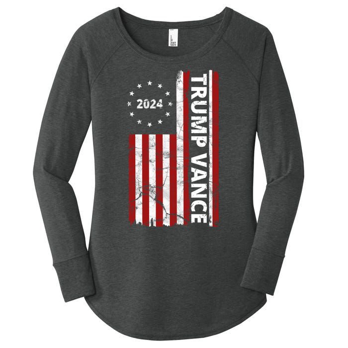 Trump Vance 2024 Us Flag Vintage Election Women's Perfect Tri Tunic Long Sleeve Shirt