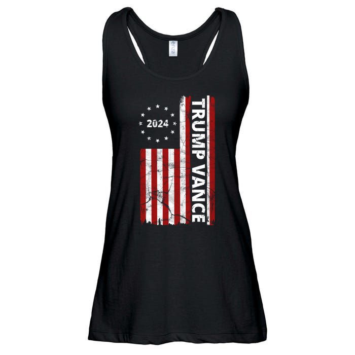 Trump Vance 2024 Us Flag Vintage Election Ladies Essential Flowy Tank