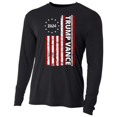 Trump Vance 2024 Us Flag Vintage Election Cooling Performance Long Sleeve Crew