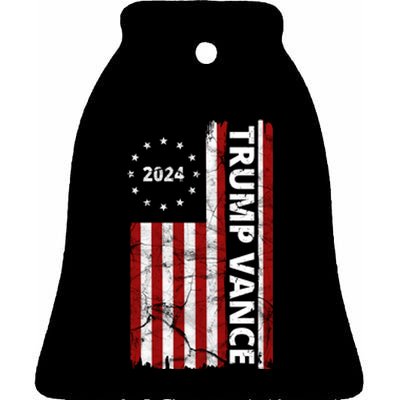 Trump Vance 2024 Us Flag Vintage Election Ceramic Bell Ornament