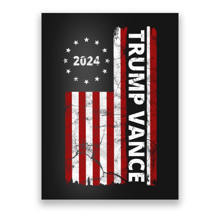 Trump Vance 2024 Us Flag Vintage Election Poster