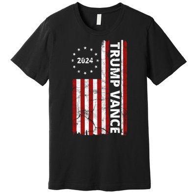 Trump Vance 2024 Us Flag Vintage Election Premium T-Shirt