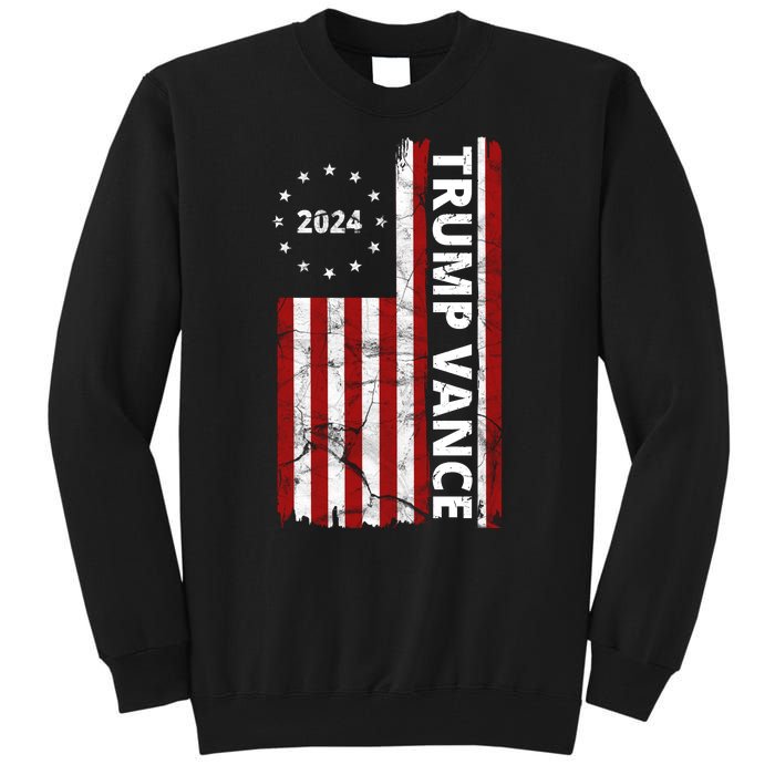 Trump Vance 2024 Us Flag Vintage Election Tall Sweatshirt