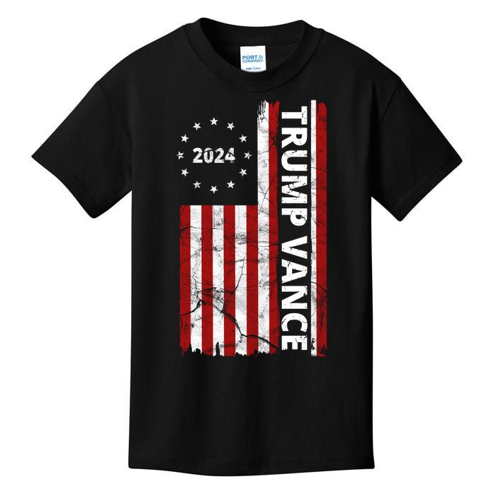 Trump Vance 2024 Us Flag Vintage Election Kids T-Shirt