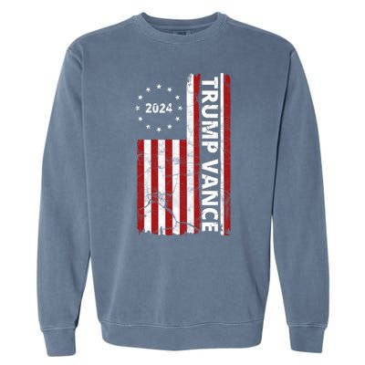 Trump Vance 2024 Us Flag Vintage Election Garment-Dyed Sweatshirt