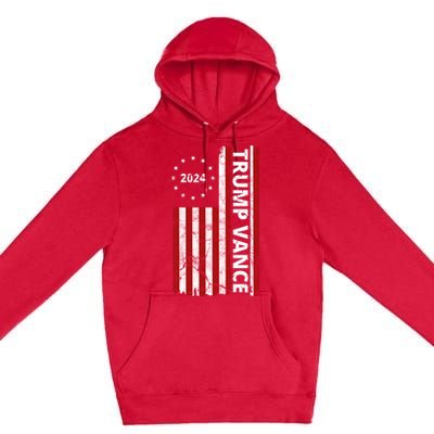 Trump Vance 2024 Us Flag Vintage Election Premium Pullover Hoodie