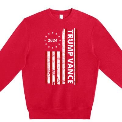 Trump Vance 2024 Us Flag Vintage Election Premium Crewneck Sweatshirt