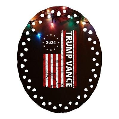 Trump Vance 2024 Us Flag Vintage Election Ceramic Oval Ornament