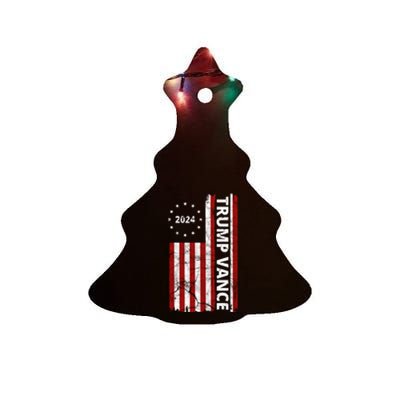 Trump Vance 2024 Us Flag Vintage Election Ceramic Tree Ornament