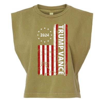 Trump Vance 2024 Us Flag Vintage Election Garment-Dyed Women's Muscle Tee