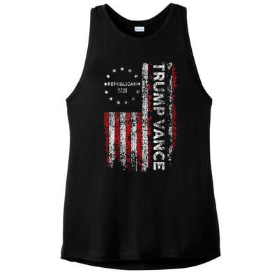 Trump Vance 2024 Us Flag Republican 2024 President Election Ladies PosiCharge Tri-Blend Wicking Tank