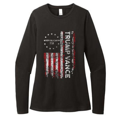 Trump Vance 2024 Us Flag Republican 2024 President Election Womens CVC Long Sleeve Shirt