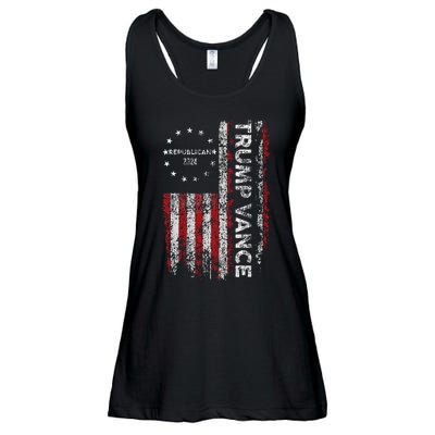 Trump Vance 2024 Us Flag Republican 2024 President Election Ladies Essential Flowy Tank