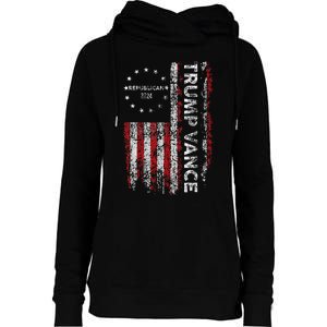 Trump Vance 2024 Us Flag Republican 2024 President Election Womens Funnel Neck Pullover Hood