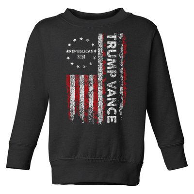 Trump Vance 2024 Us Flag Republican 2024 President Election Toddler Sweatshirt