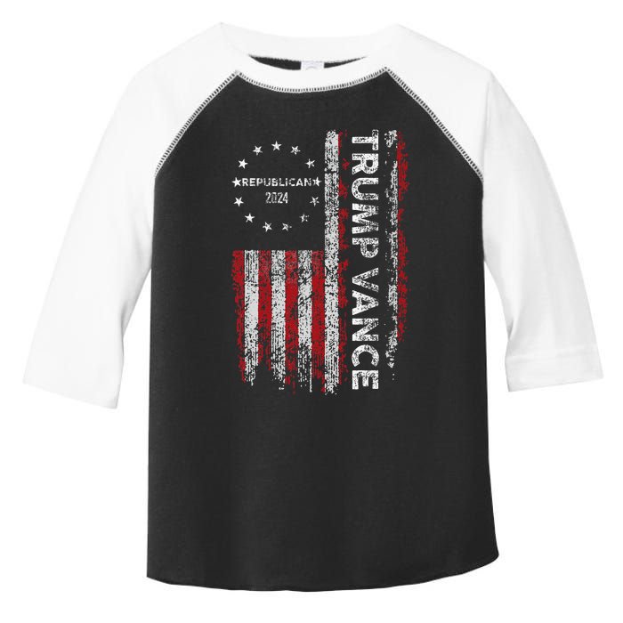 Trump Vance 2024 Us Flag Republican 2024 President Election Toddler Fine Jersey T-Shirt