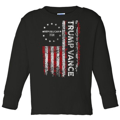 Trump Vance 2024 Us Flag Republican 2024 President Election Toddler Long Sleeve Shirt