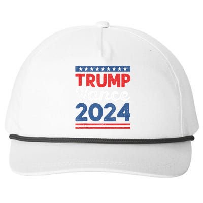 Trump Vance 2024 Donald Trump J.D. Vance For President Vintage Snapback Five-Panel Rope Hat