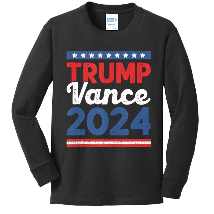 Trump Vance 2024 Donald Trump J.D. Vance For President Vintage Kids Long Sleeve Shirt