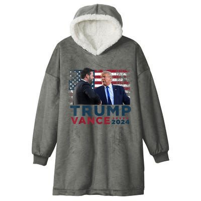 Trump Vance 2024 Presidential Ticket Grunge Flag Trump 2024 Hooded Wearable Blanket