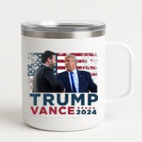 Trump Vance 2024 Presidential Ticket Grunge Flag Trump 2024 12 oz Stainless Steel Tumbler Cup