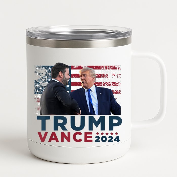 Trump Vance 2024 Presidential Ticket Grunge Flag Trump 2024 12 oz Stainless Steel Tumbler Cup