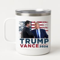 Trump Vance 2024 Presidential Ticket Grunge Flag Trump 2024 12 oz Stainless Steel Tumbler Cup