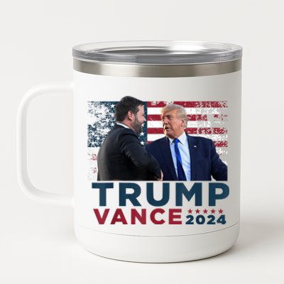 Trump Vance 2024 Presidential Ticket Grunge Flag Trump 2024 12 oz Stainless Steel Tumbler Cup