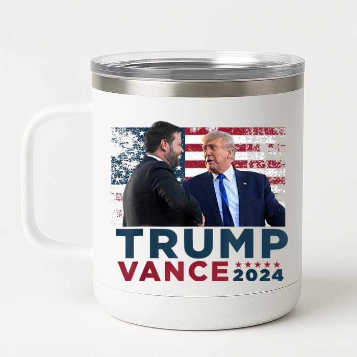 Trump Vance 2024 Presidential Ticket Grunge Flag Trump 2024 12 oz Stainless Steel Tumbler Cup