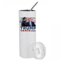 Trump Vance 2024 Presidential Ticket Grunge Flag Trump 2024 Stainless Steel Tumbler