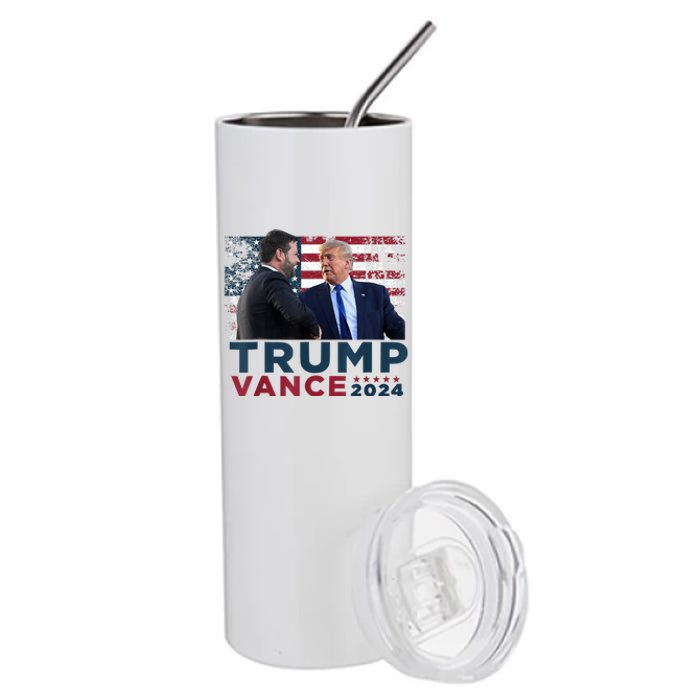 Trump Vance 2024 Presidential Ticket Grunge Flag Trump 2024 Stainless Steel Tumbler