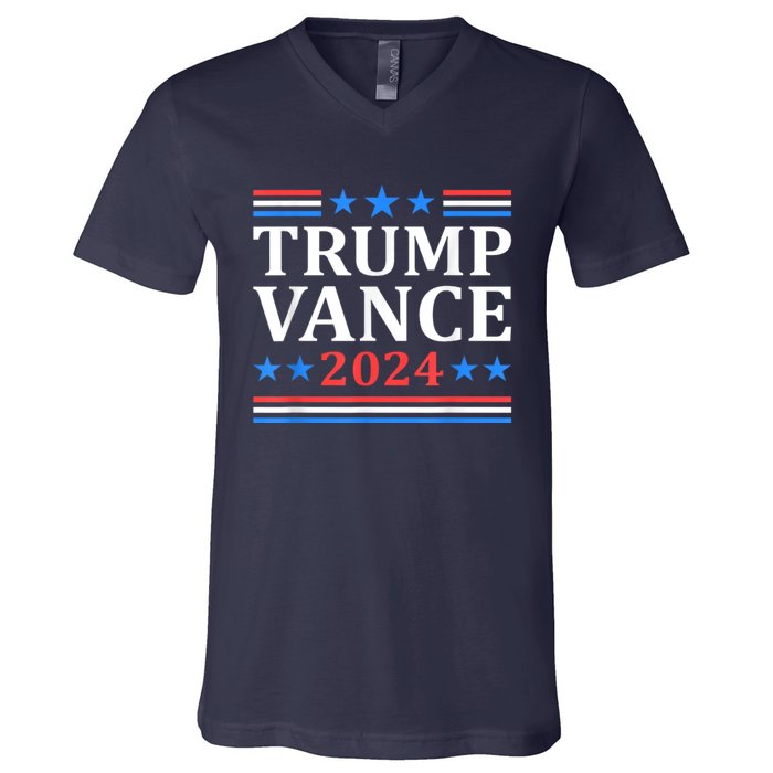 Trump Vance 2024 Retro Stripe Trump Jd Vance V-Neck T-Shirt