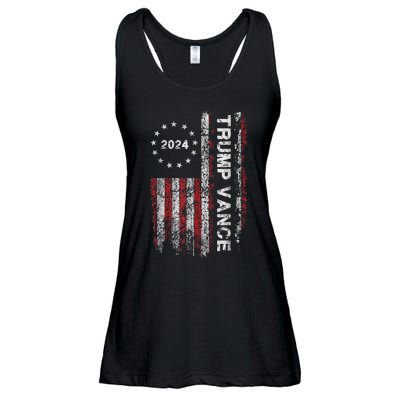 Trump Vance 2024 Usa Flag Patriotic Clothing Ladies Essential Flowy Tank