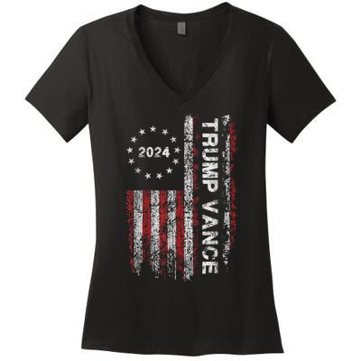 Trump Vance 2024 Usa Flag Patriotic Clothing Women's V-Neck T-Shirt