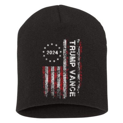 Trump Vance 2024 Usa Flag Patriotic Clothing Short Acrylic Beanie