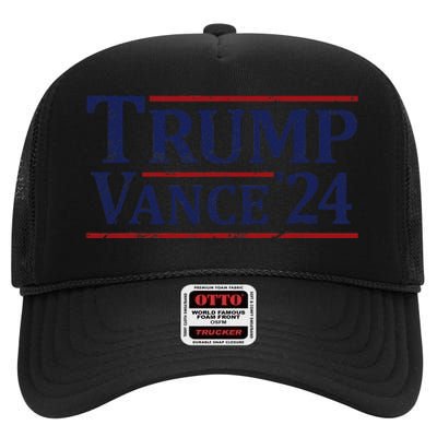 Trump Vance 24 Vintage 2024 High Crown Mesh Back Trucker Hat