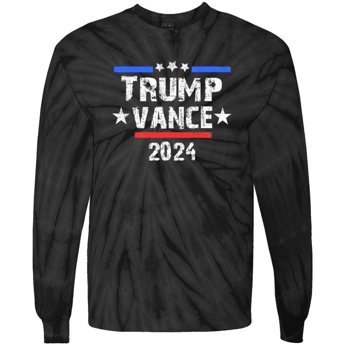 Trump Vance 2024 Us Flag Vintage Tie-Dye Long Sleeve Shirt