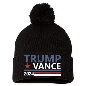 Trump Vance 2024 For President Vp Usa Election Patriotic Pom Pom 12in Knit Beanie