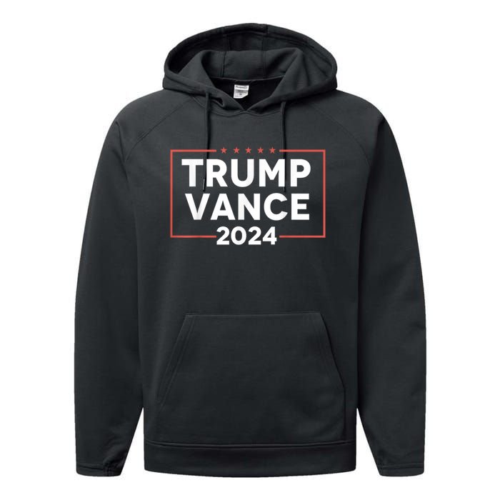 Trump Vance 2024 Retro Stripe Trump Jd Vance Performance Fleece Hoodie