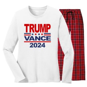 Trump Vance 2024 Retro Stripe Trump Jd Vance Women's Long Sleeve Flannel Pajama Set 