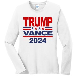 Trump Vance 2024 Retro Stripe Trump Jd Vance Ladies Long Sleeve Shirt