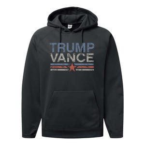 Trump Vance 2024 Retro Stripe Trump Jd Vance Performance Fleece Hoodie