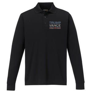 Trump Vance 2024 Retro Stripe Trump Jd Vance Performance Long Sleeve Polo