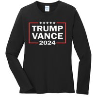 Trump Vance 2024 Retro Stripe Trump Jd Vance Ladies Long Sleeve Shirt