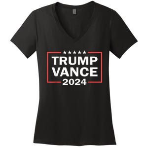 Trump Vance 2024 Retro Stripe Trump Jd Vance Women's V-Neck T-Shirt