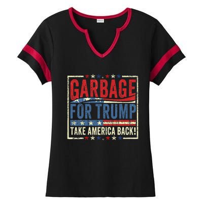 Trump Vance 2024 Proud To Be Garbage Presidential Election Ladies Halftime Notch Neck Tee