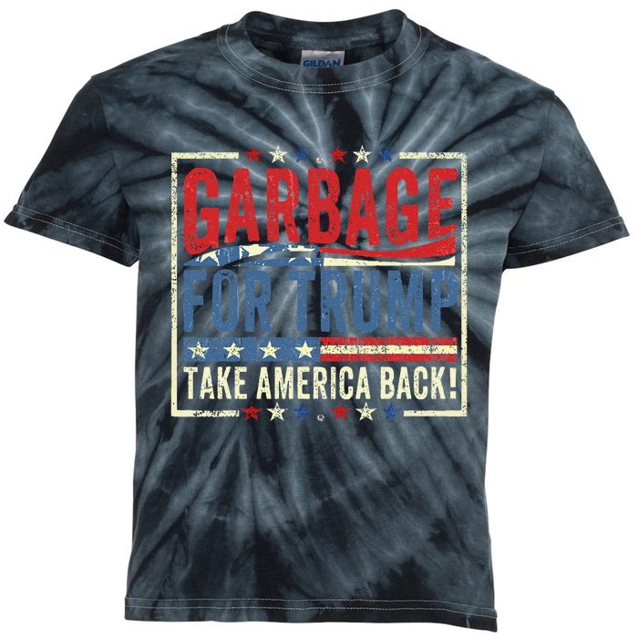 Trump Vance 2024 Proud To Be Garbage Presidential Election Kids Tie-Dye T-Shirt