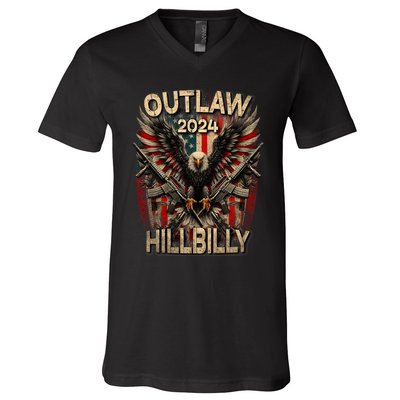 Trump Vance 2024 Outlaw Hillbilly Usa Flag Vintage Elections V-Neck T-Shirt