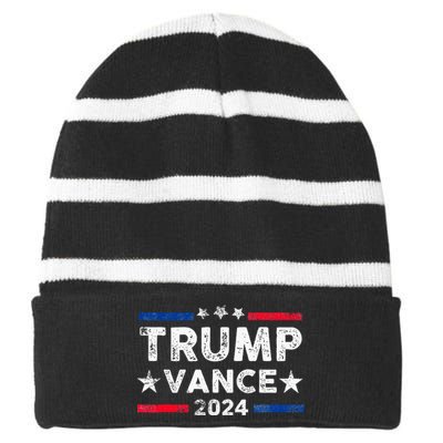 Trump Vance 2024 President Trump Supporter Striped Beanie with Solid Band