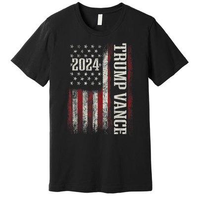 Trump Vance 2024 Us Flag Vintage Election President 2024 Premium T-Shirt